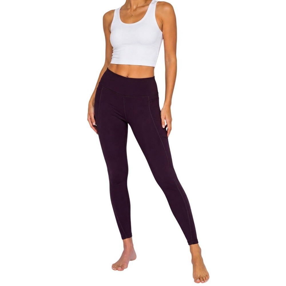Victoria's Secret Leggings Womens XL Purple High Waist Pockets Drawstring Active